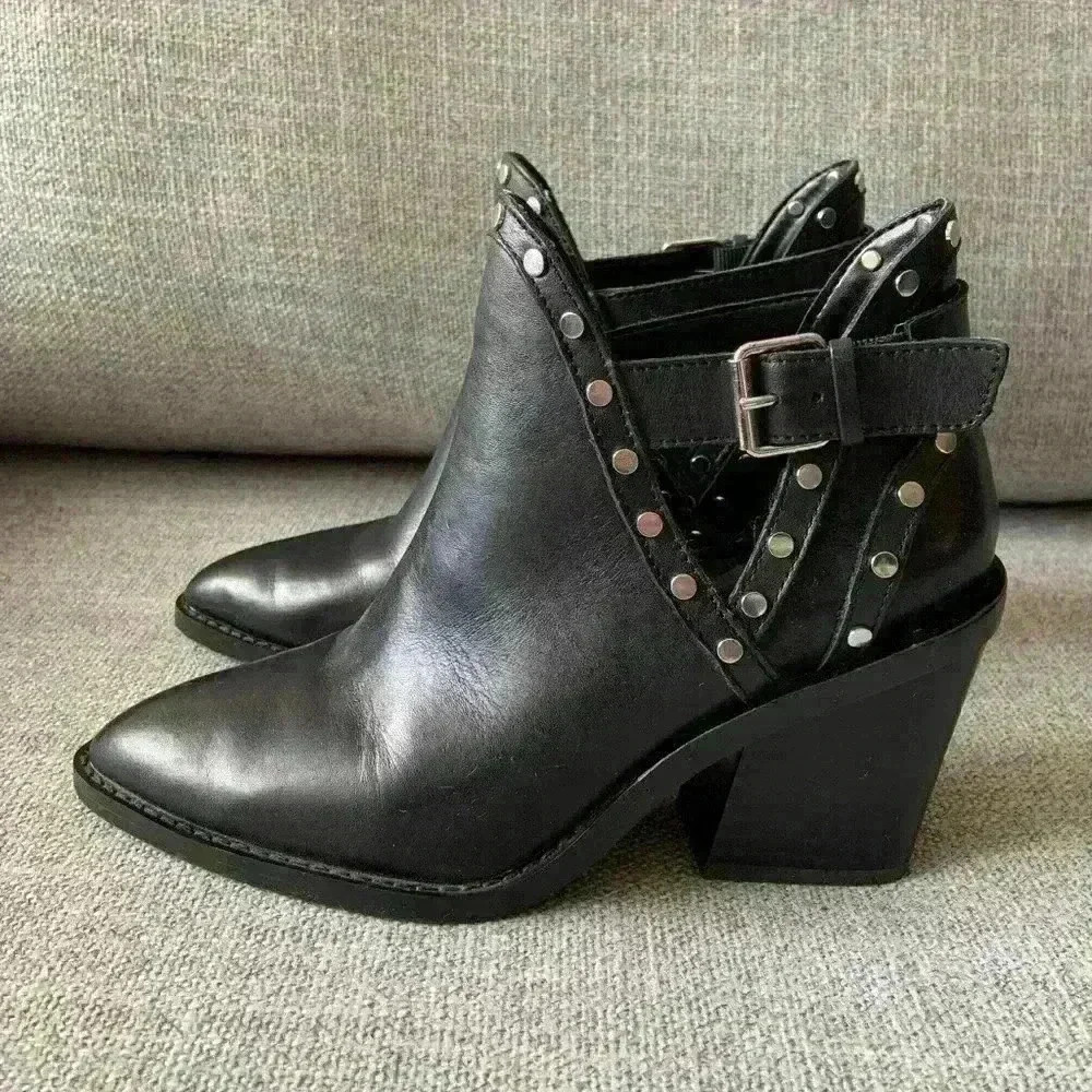 Aldo | Eraodia black leather studded ankle boots